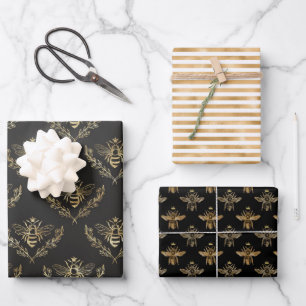 Goud Zwart Apiary Queen Bee Inpakpapier Vel