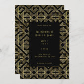 Goud & Zwart Art Deco Bold Retro Glam Huwelijk Kaart (Voorkant / Achterkant)