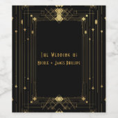 Goud & Zwart Art Deco Gatsby Elegante Wijnlabels Wijn Etiket (Enkel label)