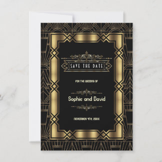 Goud Zwart Art Deco Gatsby Jaren 20 Opslagdatum Save The Date