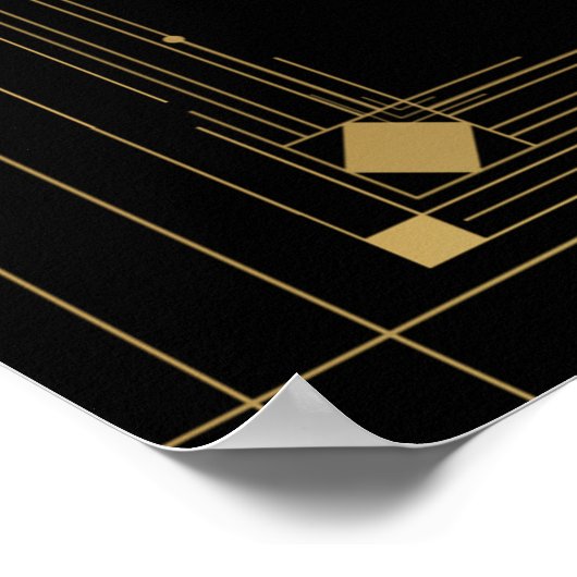 Goud & Zwart Art Deco Gatsby Roaring 20's Banner Poster (Hoek)