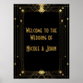 Goud & Zwart Art Deco Gatsby Roaring 20's Banner Poster (Voorkant)