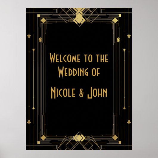 Goud & Zwart Art Deco Gatsby Roaring 20's Banner Poster (Voorkant)