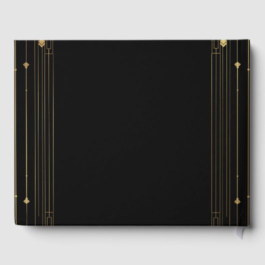 Goud & Zwart Art Deco Gatsby Roaring 20's Wedding Gastenboek (Achterkant)
