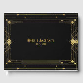Goud & Zwart Art Deco Gatsby Roaring 20's Wedding Gastenboek (Voorkant)