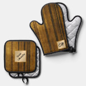 Goud Zwart  Art Deco Modern Collectie Ovenwant & Pannenlap Set (Voorkant / Achterkant)