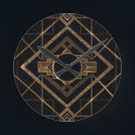 goud, zwart, art deco, nouveau, , elegant ronde klok<br><div class="desc">goud, zwart, art deco, nouveau, , elegant, chic, patroon, mooi</div>