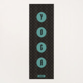 Goud Zwart Art Deco Patroon Groen Monogram Yogamat (Achterkant)