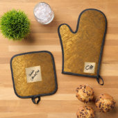 Goud Zwart  Art Deco Populair Collectie Ovenwant & Pannenlap Set (Top down)