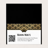 Goud Zwart Art Deco QR Code Website Trouwen Visitekaartje (Buitenkant ongevouwen)