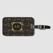 Goud Zwart Art Deco Roaring Twenties Monogram Bagagelabel (Voorkant (horizontaal))