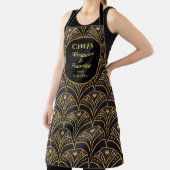 Goud Zwart Art Deco Scallop Patroon Personaliseren Schort (Insitu)