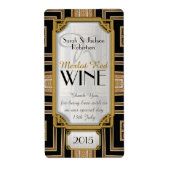 Goud + Zwart Art Deco  wijnflesetiketten Etiket (Voorkant)