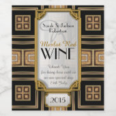 Goud + Zwart Art Deco wijnflesetiketten Wijn Etiket (Enkel label)