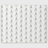 Goud Zwart Artsy Boom Patroon Naam Vrolijk Kerstmi Cadeaupapier (Vlak)