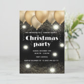 Goud/zwart ballon zakelijke kerstfeest kaart (Staand voorkant)