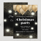 Goud/zwart ballon zakelijke kerstfeest kaart (Voorkant / Achterkant)