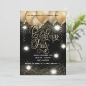 Goud/zwart ballon zakelijke kerstfeest kaart (Staand voorkant)