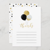 Goud & Zwart Ballonpartij Dank u Nota Kaart (Voorkant / Achterkant)