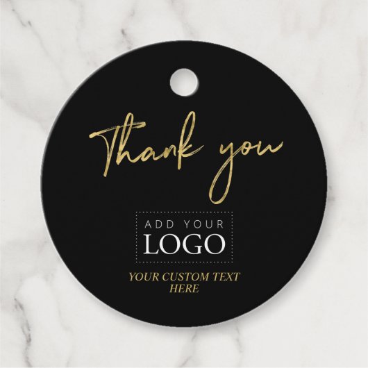 Goud & Zwart Bedankt Zakelijk Logo Bedankjes Labels (Voorkant)