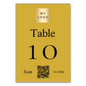 Goud zwart bedrijf logo QR code tabel nummer Kaart (Achterkant)