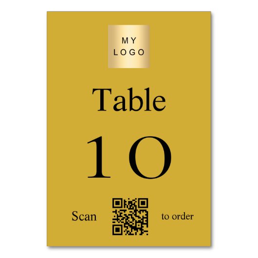 Goud zwart bedrijf logo QR code tabel nummer Kaart (Voorkant)
