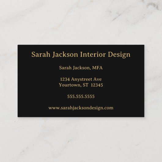 Goud Zwart Beige Moderne Art Interieurontwerper Visitekaartje (Achterkant)