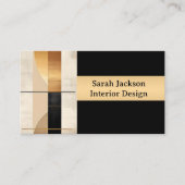 Goud Zwart Beige Moderne Art Interieurontwerper Visitekaartje (Voorkant)