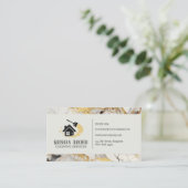 Goud Zwart Biege Marmeren meid service Huishoudste Visitekaartje (Staand voorkant)