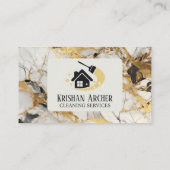 Goud Zwart Biege Marmeren meid service Huishoudste Visitekaartje (Achterkant)