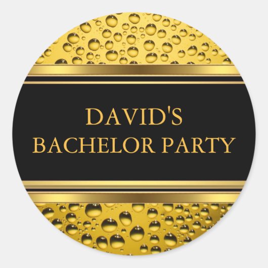 Goud & Zwart Bierbachelor Party Sticker (Voorkant)