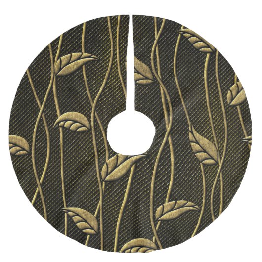 Goud & zwart: bladeren 3D textuur. Kerstboom Rok (Voorkant)