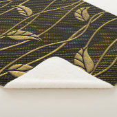 Goud & zwart: bladeren 3D textuur. Sherpa Deken (3/4)