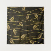 Goud & zwart: bladeren 3D textuur. Wandkleed (Voorkant (horizontaal))