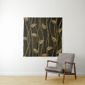 Goud & zwart: bladeren 3D textuur. Wandkleed (In situ)