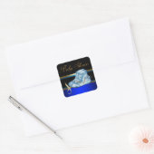 Goud Zwart Blauw Baby Booties Jongen Douche Sticke Vierkante Sticker (Envelop)