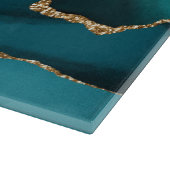 Goud Zwart & Blauwgroen Agaat, Personaliseer Naam Snijplank (Hoek)