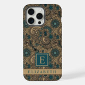  Goud Zwart Blauwgroen Blauw Paisley Patroon iPhone Hoesje (Achterkant)