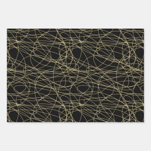 Goud Zwart Bloem Lippen Bruiloft Feest Inpakpapier Vel (Voorkant 3)