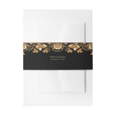 Goud Zwart  Bloem Uitnodigingen Wikkel (Voorkant Voorbeeld)