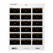 Goud Zwart Bloemen Adres Label (Full Sheet)