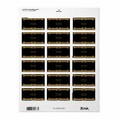Goud Zwart  Bloemen Adres Label (Full Sheet)
