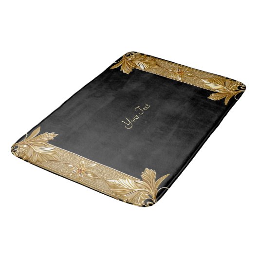 Goud Zwart  Bloemen Badmat (Gekanteld)