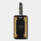 Goud Zwart  Bloemen Bagagelabel (Achterkant verticaal)