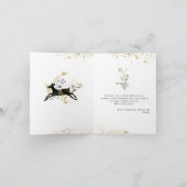 Goud & Zwart Bloemen Boho Arch Foto Kerstmis Kaart (Binnen)