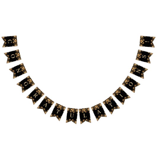 Goud Zwart  Bloemen Bunting Flag Vlaggetjes (Alle)