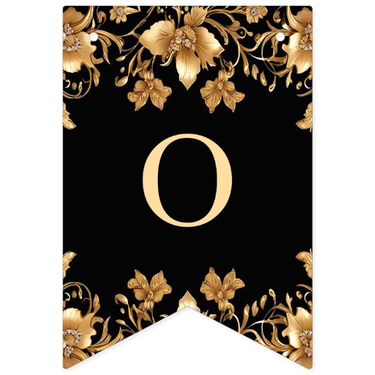 Goud Zwart  Bloemen Bunting Flag Vlaggetjes (Tweede vlag)