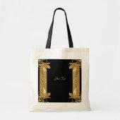 Goud Zwart Bloemen Canvas tas (Voorkant)