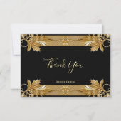 Goud Zwart Bloemen Dankjewel Kaart (Voorkant)