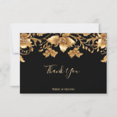Goud Zwart Bloemen Dankjewel Kaart (Voorkant)